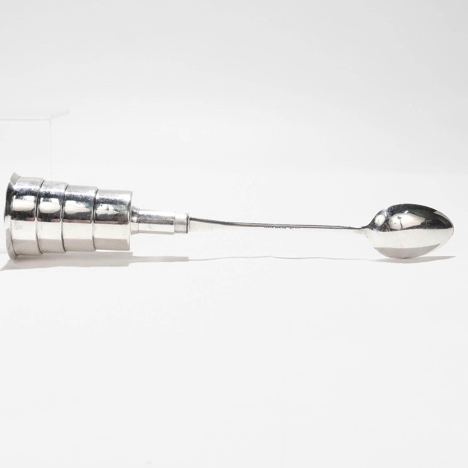 Napier Machine Age Sterling Silver Cocktail Spoon & Jigger / Measure Bar Tool 6