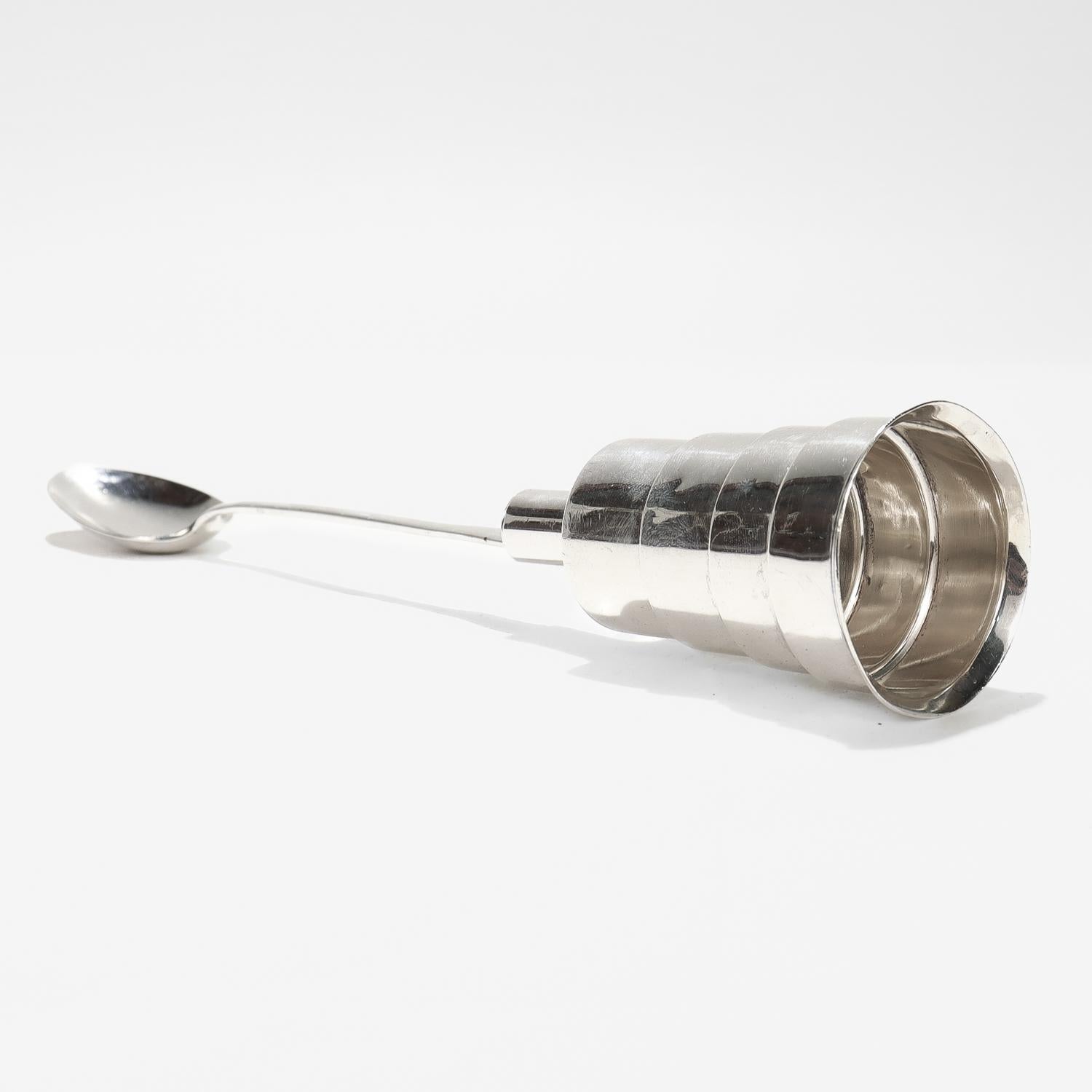 Napier Machine Age Sterling Silver Cocktail Spoon & Jigger / Measure Bar Tool 1