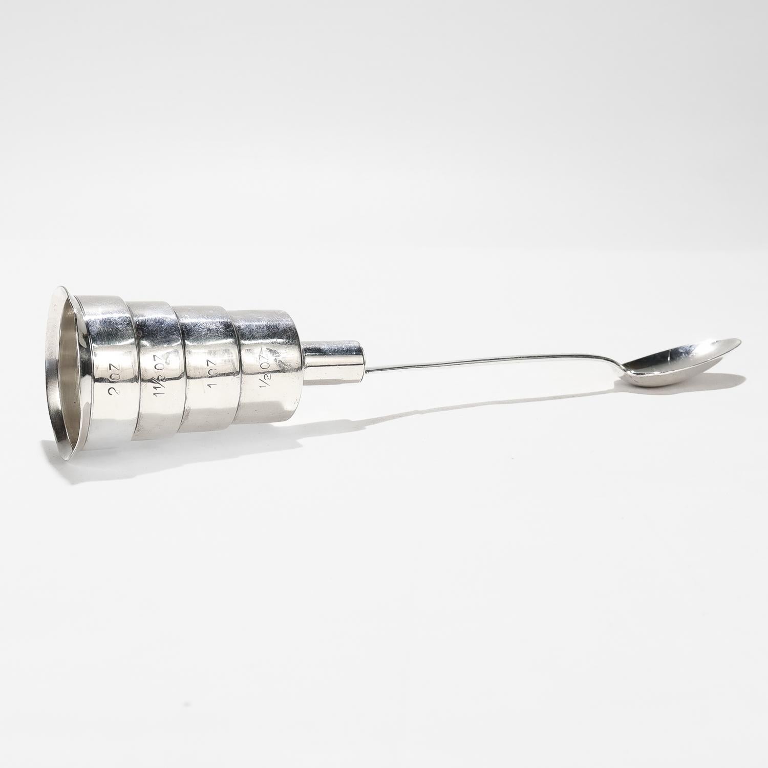 Napier Machine Age Sterling Silver Cocktail Spoon & Jigger / Measure Bar Tool 4