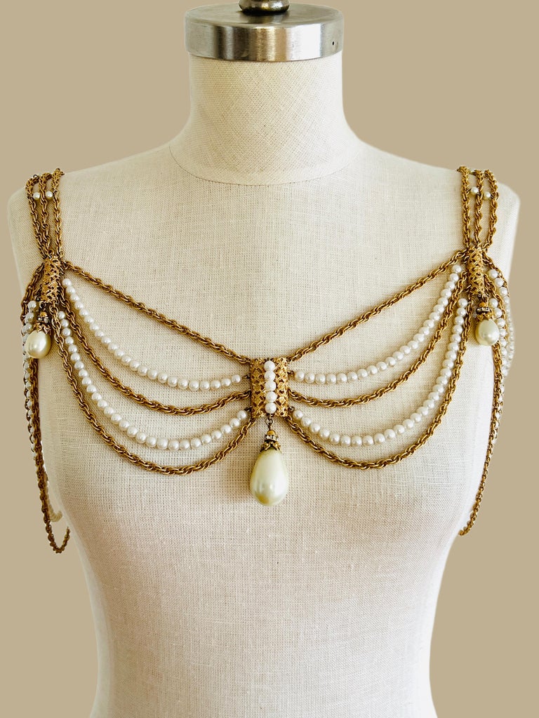 Napier Multi Chain Gold Tiered Layered Shoulder Necklace, Bikini Belt