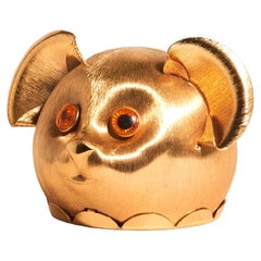 Used Napier Panda Gold Tone Piggy Bank