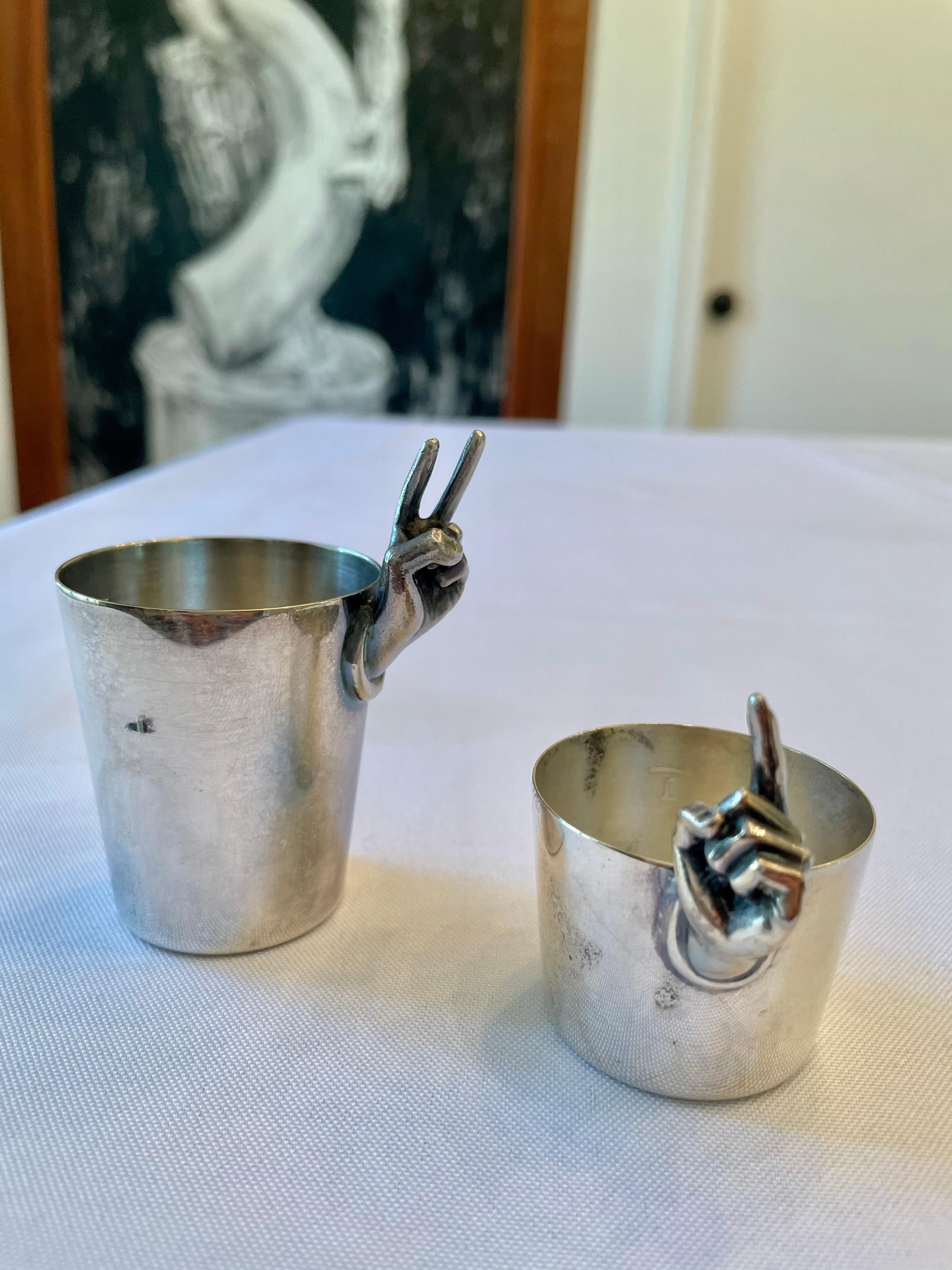 Napier Signed Art Deco Silver Plate Shot Glasses/ Jiggers at 1stDibs