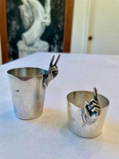 Napier Signed Art Deco Silver Plate Shot Glasses/ Jiggers