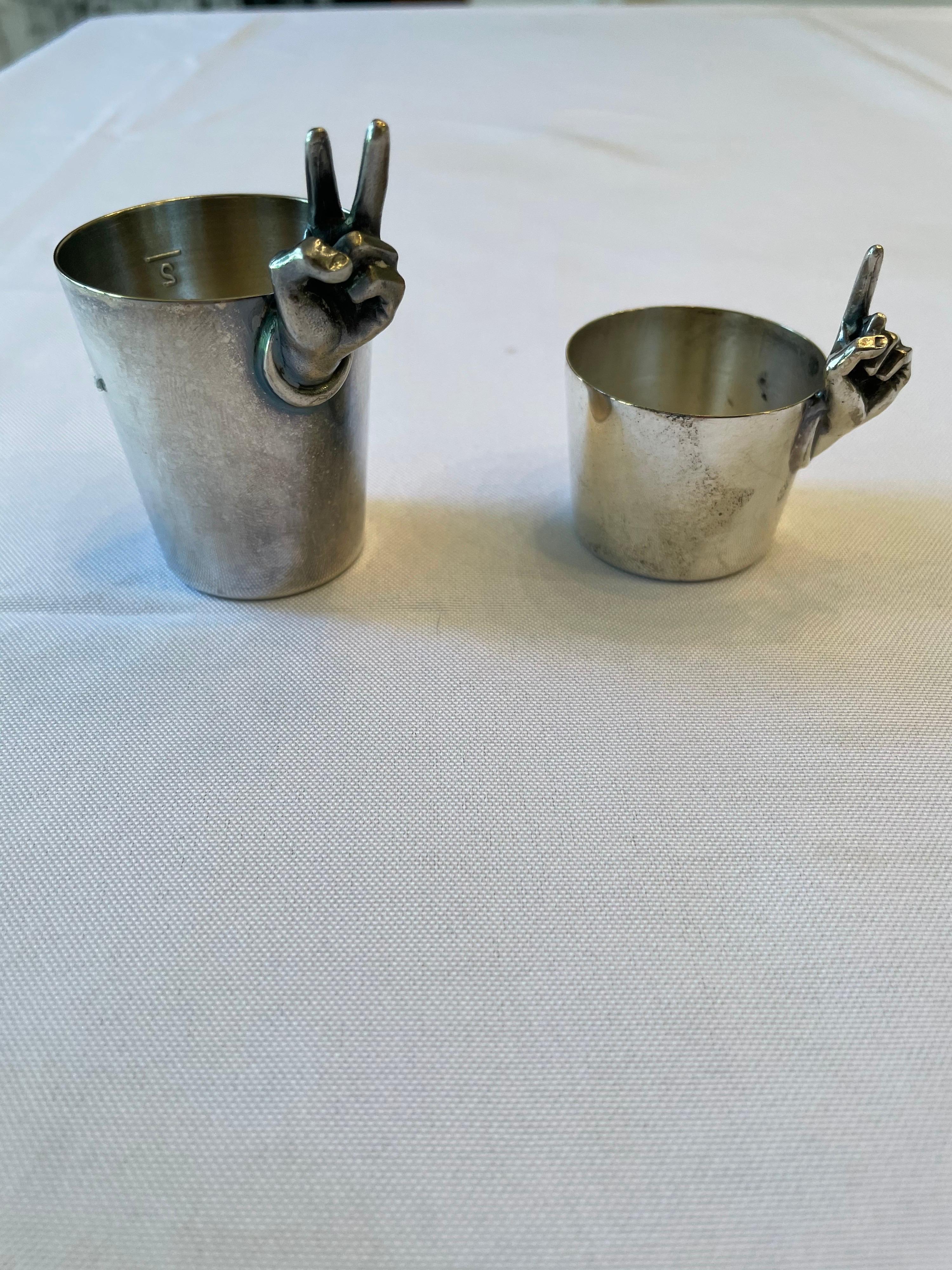 Napier Signed Art Deco Silver Plate Shot Glasses/ Jiggers at 1stDibs