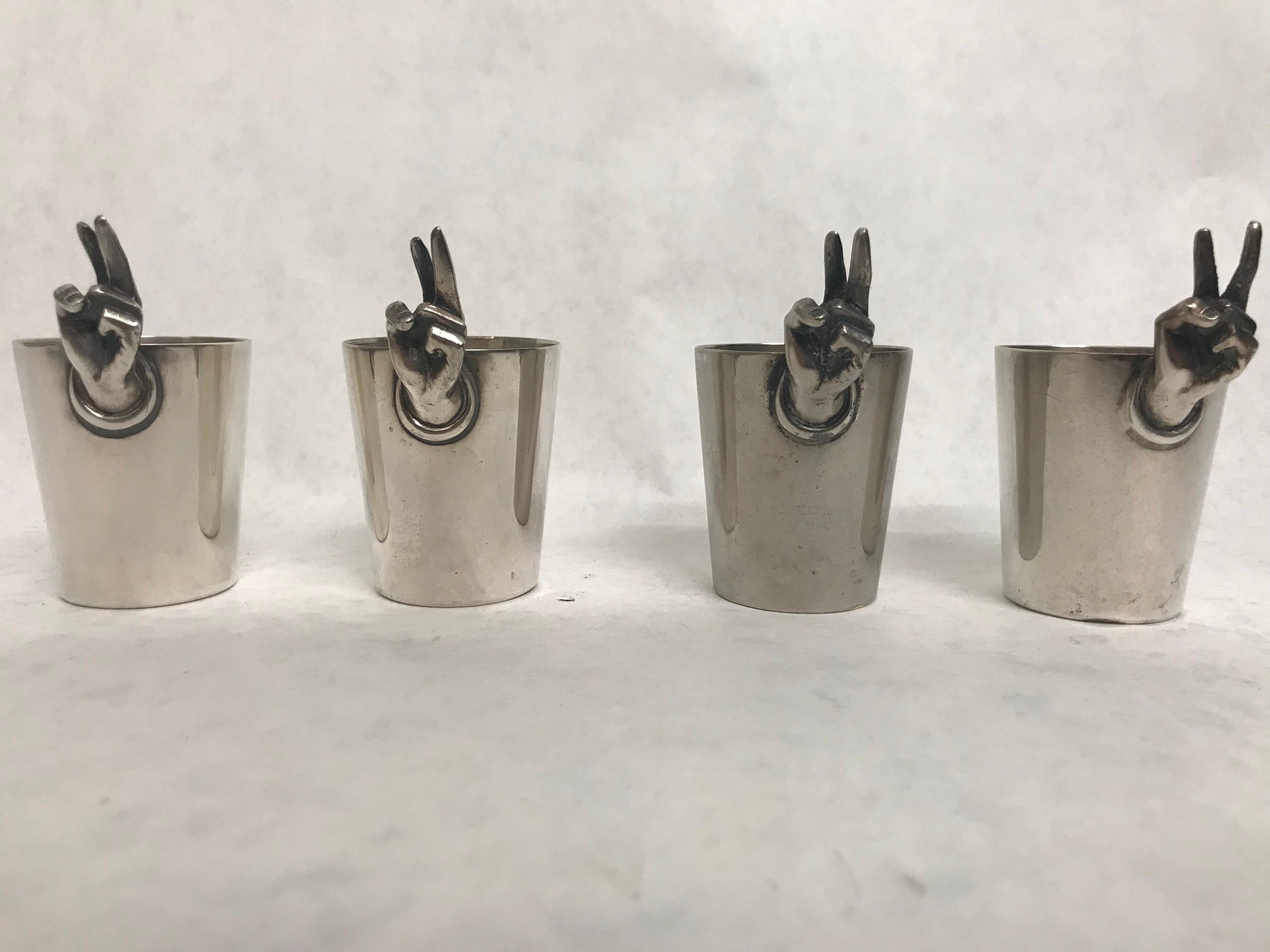 Napier Signed Art Deco Silver Plate Shot Glasses, Set of Four ‘4’ In Good Condition In East Hampton, NY