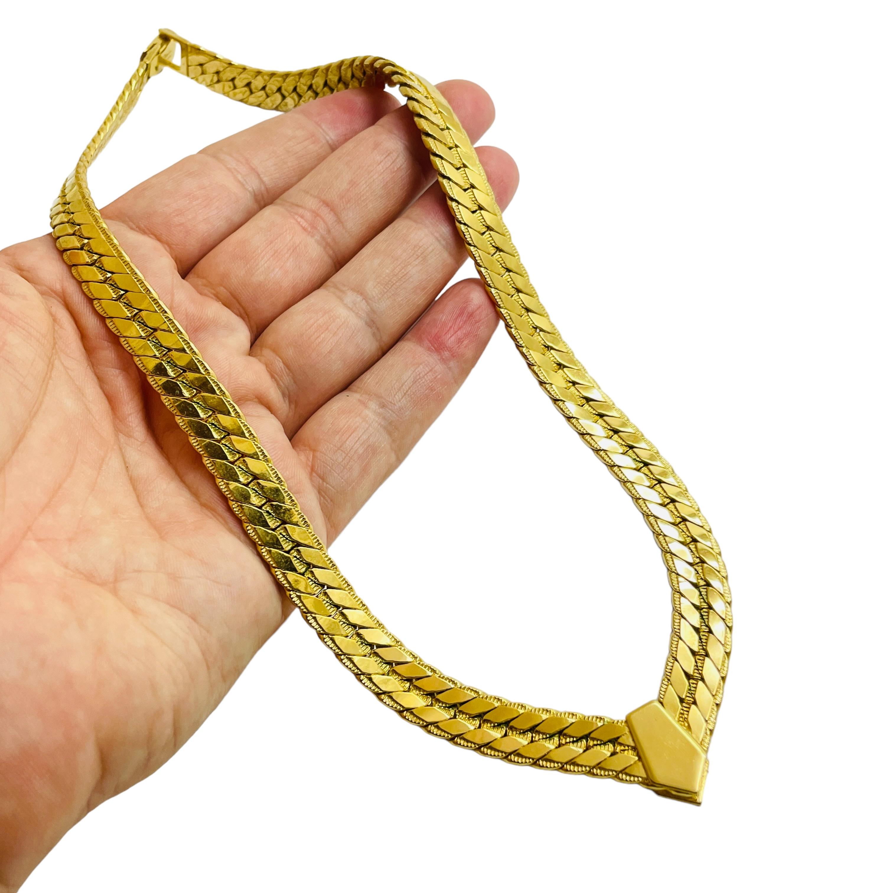 NAPIER signed gold tone chain designer necklace 1
