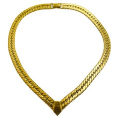 Vintage NAPIER signed gold tone chain designer necklace 