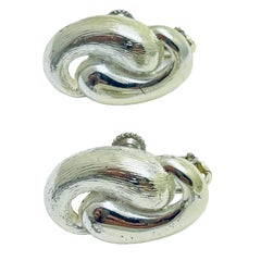 NAPIER signed silver designer clip on earrings