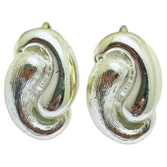 Vintage NAPIER signed silver designer clip on earrings