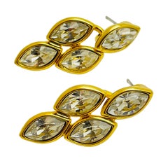 NAPIER signierte Vintage Gold-Kristall-Designer-Laufsteg-Ohrringe