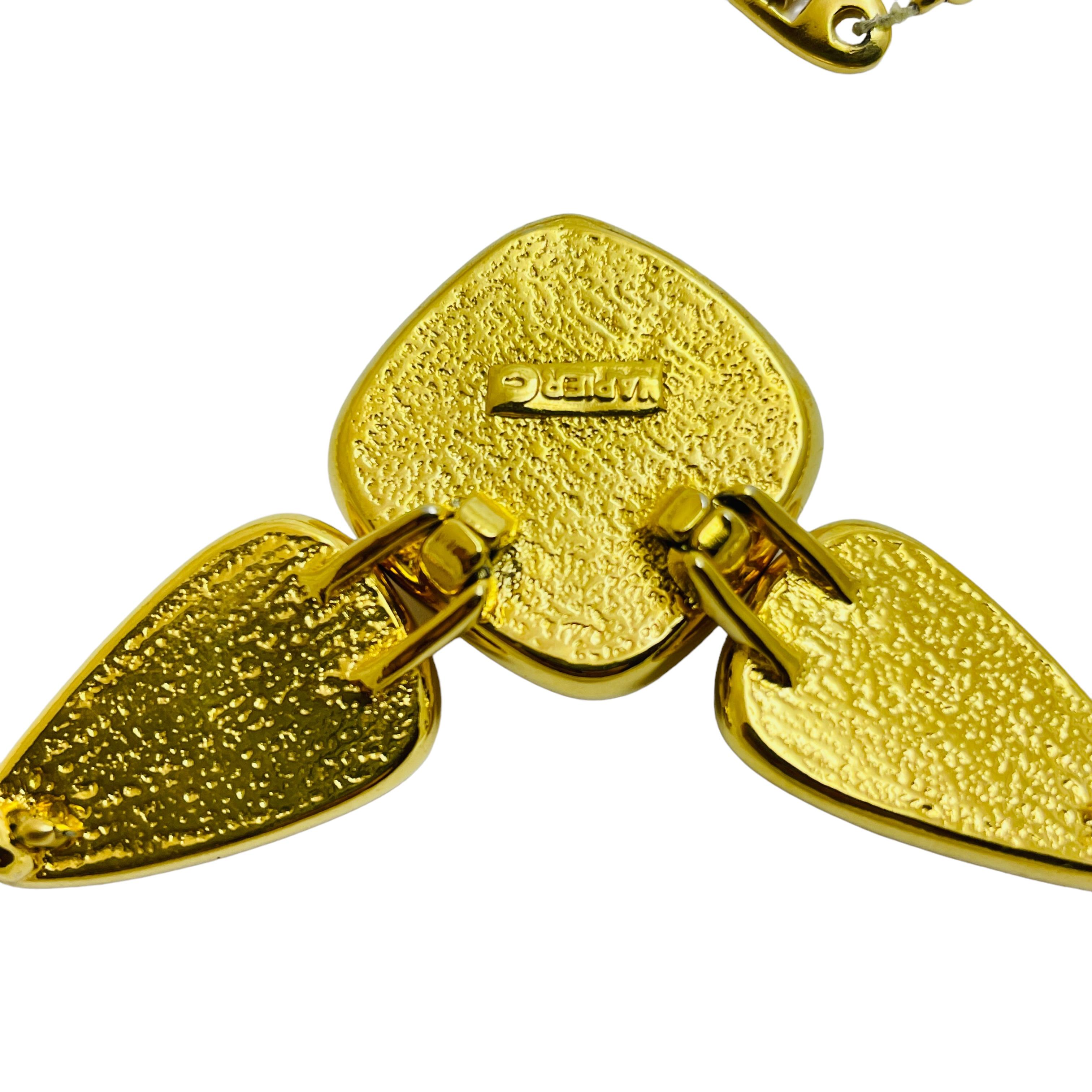 NAPIER signierte Vintage-Laufsteg-Halskette aus Gold mit Perlenimitat im Zustand „Gut“ im Angebot in Palos Hills, IL