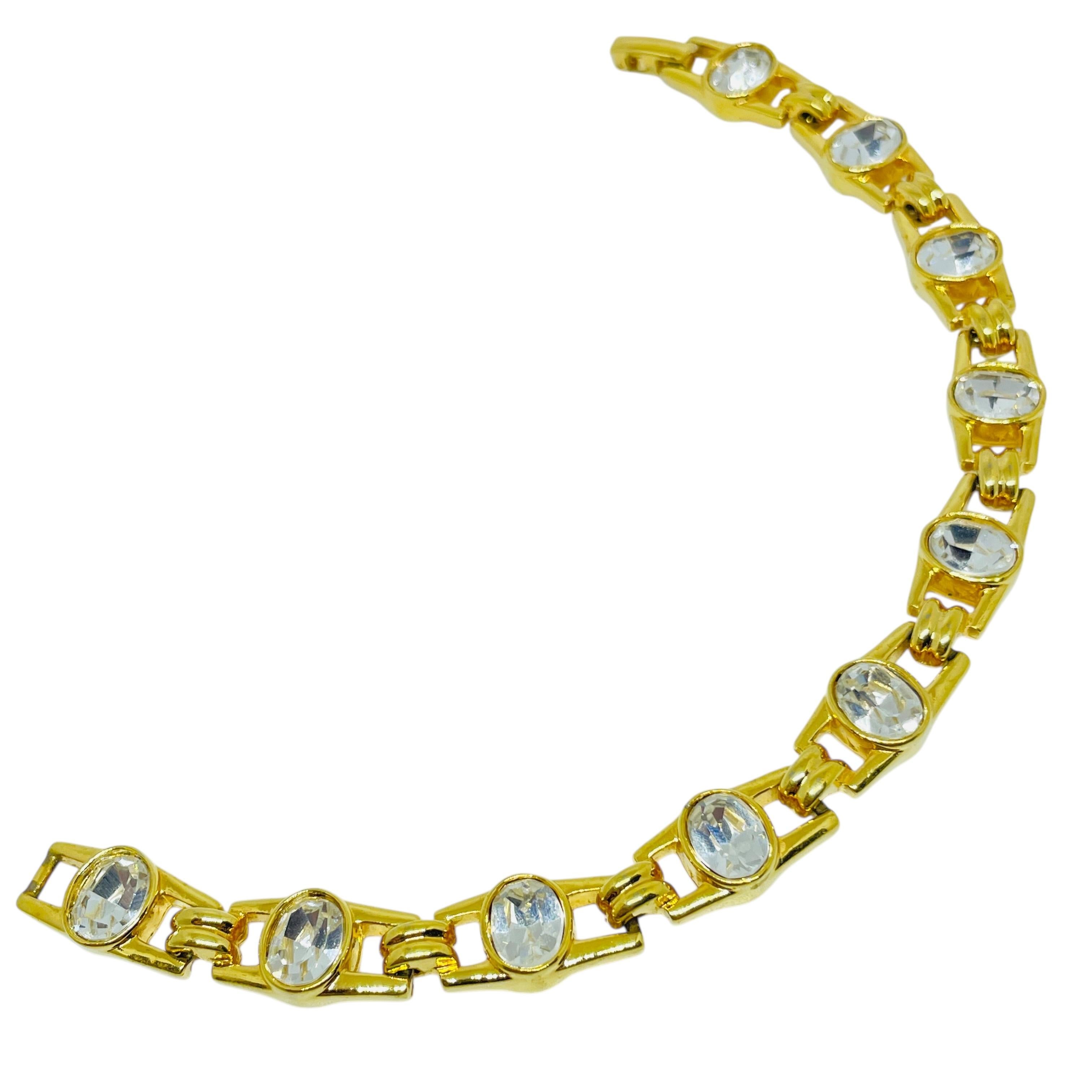 NAPIER pulsera de diseño vintage de cristal chapado en oro firmada en venta 3