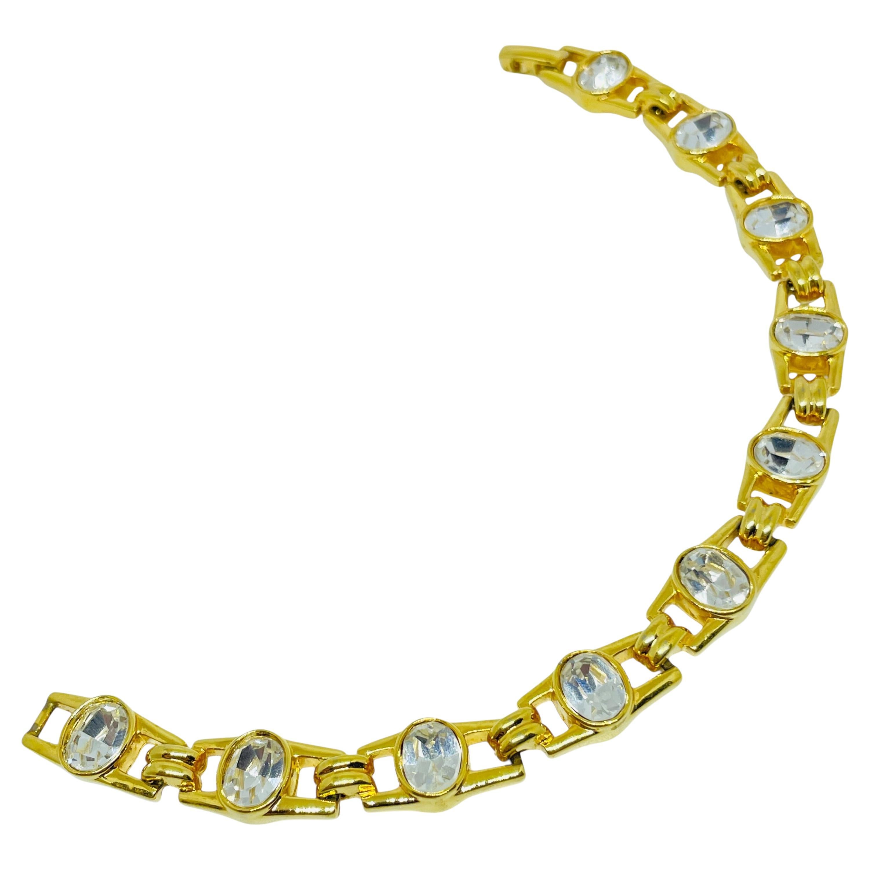 NAPIER signed vintage gold plated crystal designer bracelet