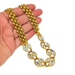 NAPIER signed vintage gold plated crystals designer chain necklace