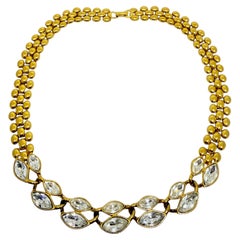 Collana di design firmata NAPIER con cristalli placcati in oro, modello vintage