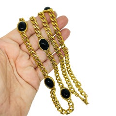 NAPIER firmado vintage tono oro negro cabs cadena masiva collar de diseño