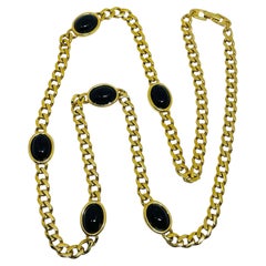 NAPIER firmado vintage tono oro negro cabs cadena masiva collar de diseño