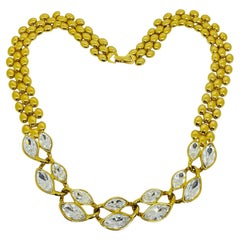 Collana firmata NAPIER, vintage, con catena massiccia di cristalli in tonalità oro
