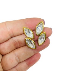 NAPIER signiert Vintage Gold Ton Kristalle Designer Ohrringe Post