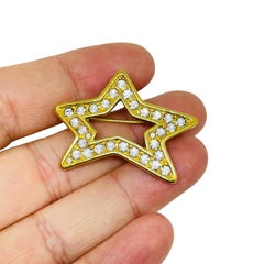 NAPIER signed vintage gold tone crystals star designer brooch