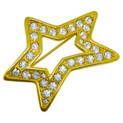 NAPIER signed vintage gold tone crystals star designer brooch