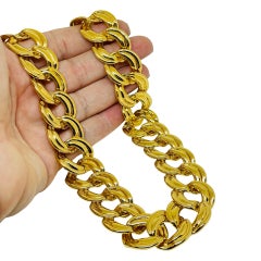 NAPIER - Collier en chaîne de créateur vintage signé, ton or