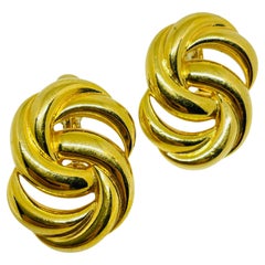 NAPIER signed vintage gold tone designer clip on earrings