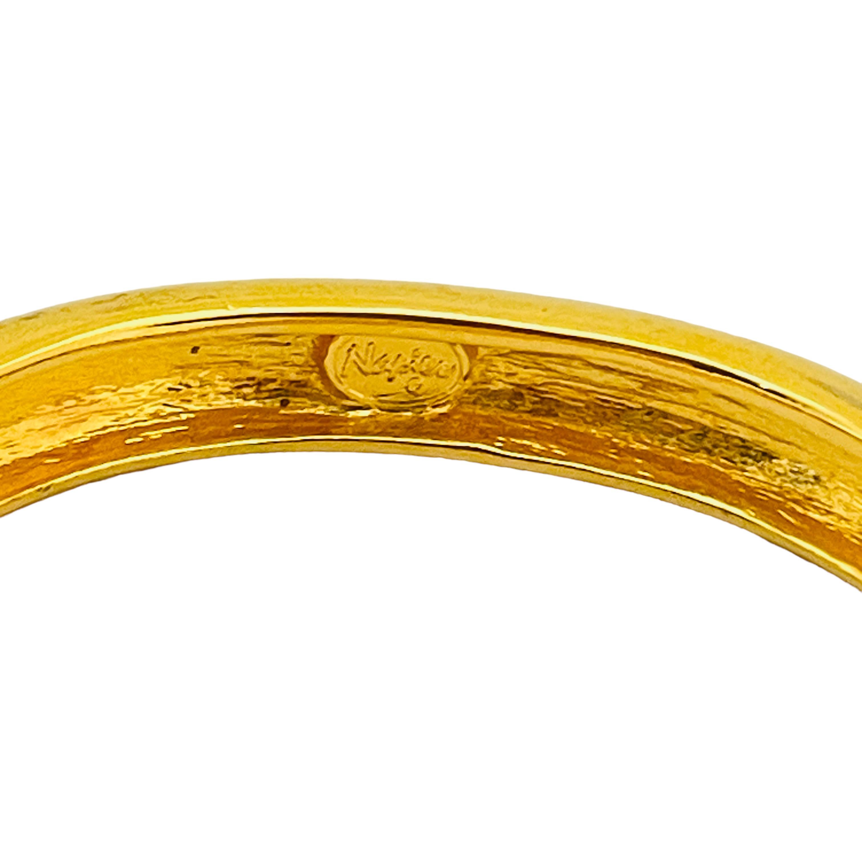 NAPIER signiert Vintage Gold Ton Emaille Strass Perle Designer Armband im Zustand „Gut“ im Angebot in Palos Hills, IL