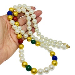 Collana firmata NAPIER con perle di vetro vintage in tonalità oro