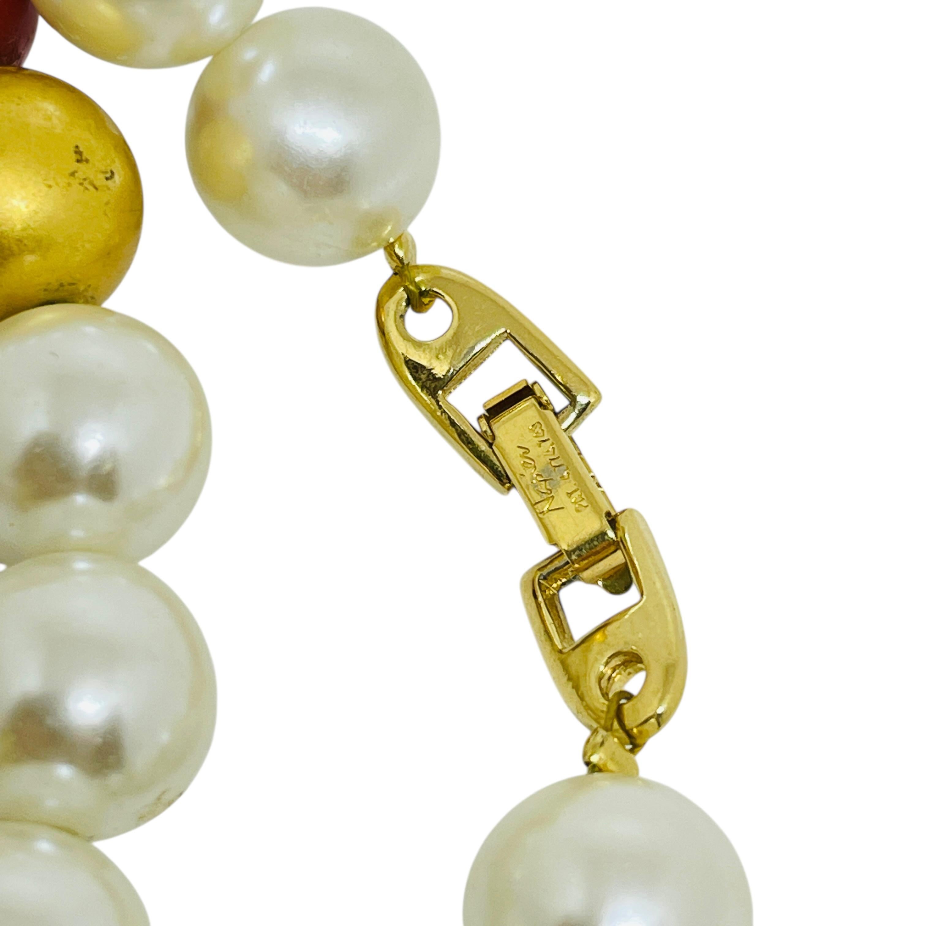 NAPIER signiert Vintage Goldton Glasperlen Designer Halskette im Zustand „Gut“ im Angebot in Palos Hills, IL