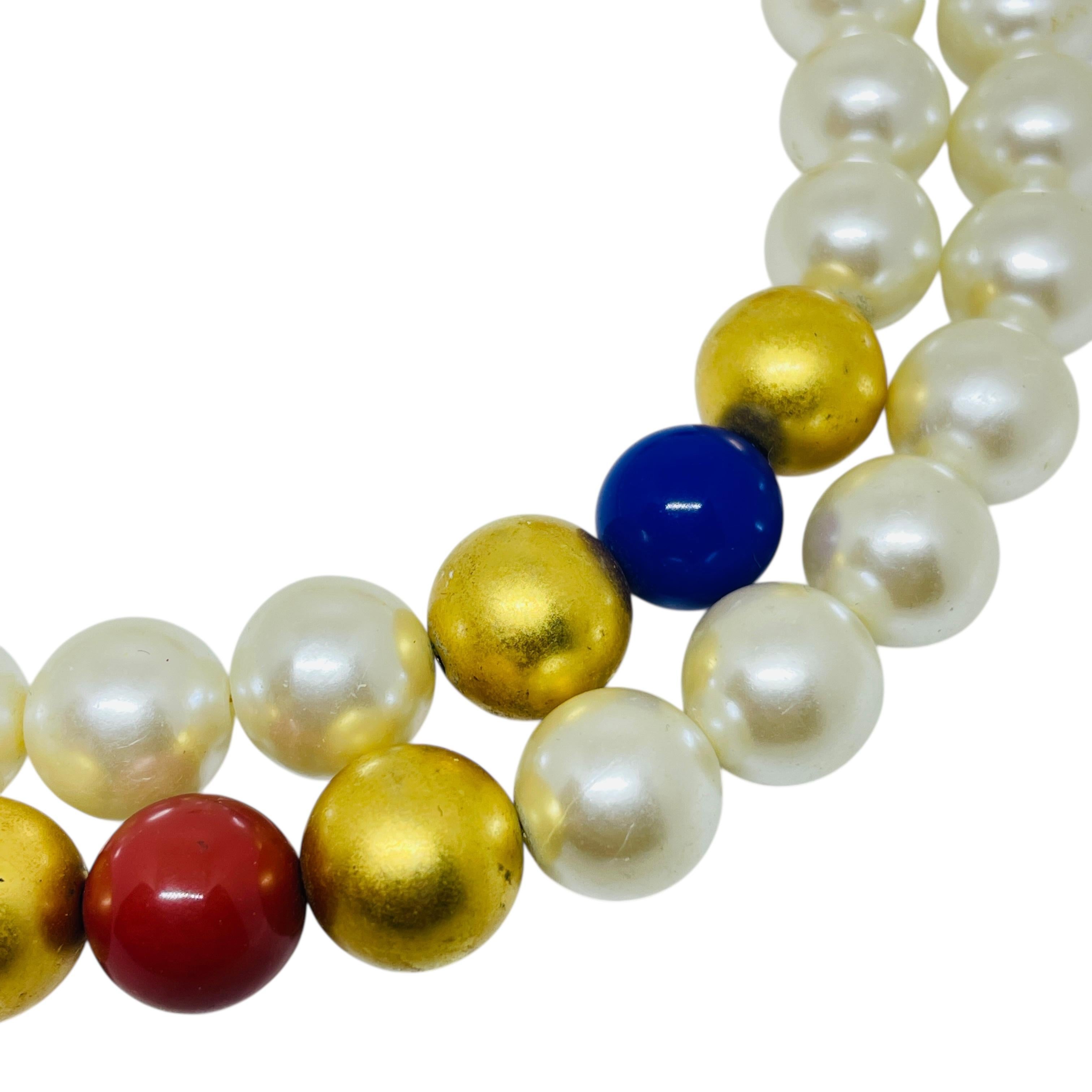 NAPIER signiert Vintage Goldton Glasperlen Designer Halskette im Angebot 1