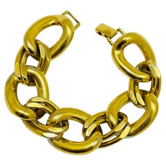 NAPIER signed vintage gold tone massive chain designer bracelet