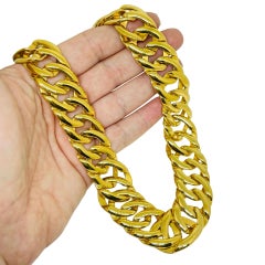 NAPIER signed vintage gold tone massive chain designer necklace