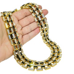 Napier – signierte Vintage-Designer-Halskette mit massivem Kragen aus goldfarbenen Strasssteinen