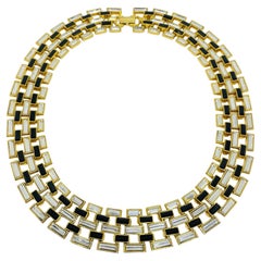 Napier – signierte Vintage-Designer-Halskette mit massivem Kragen aus goldfarbenen Strasssteinen