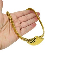 NAPIER signed vintage gold tone seashell massive chain designer necklace