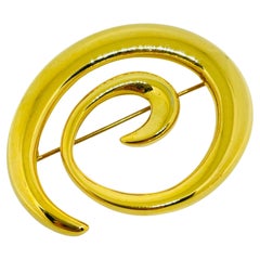 NAPIER signed vintage gold tone swirl designer brooch