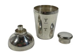 Napier Silver Plate Cocktail Shaker Form, Combo Spirit Measure / Flask Funnel