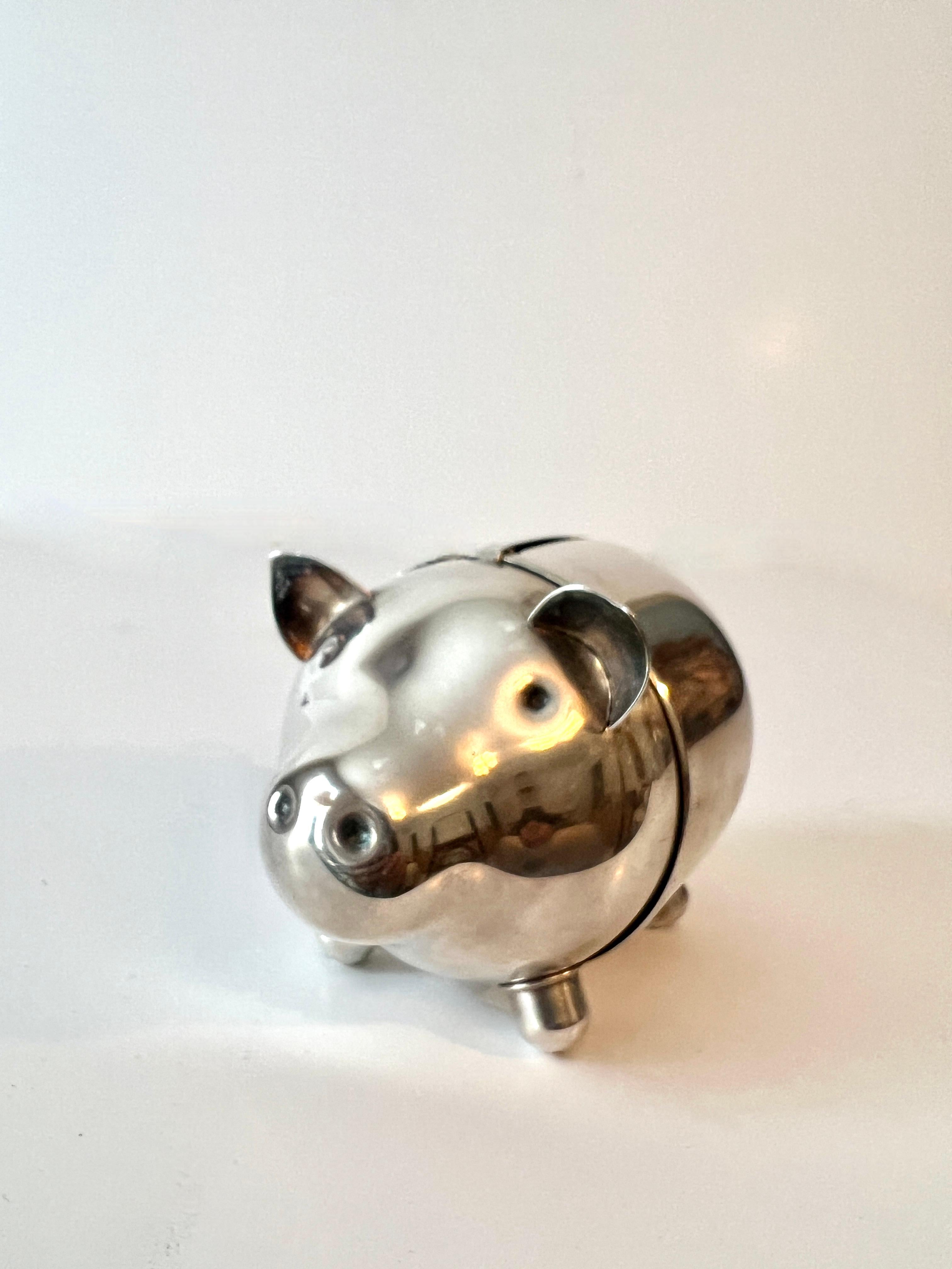 Patinated Napier Silver Plate Piggy Bank
