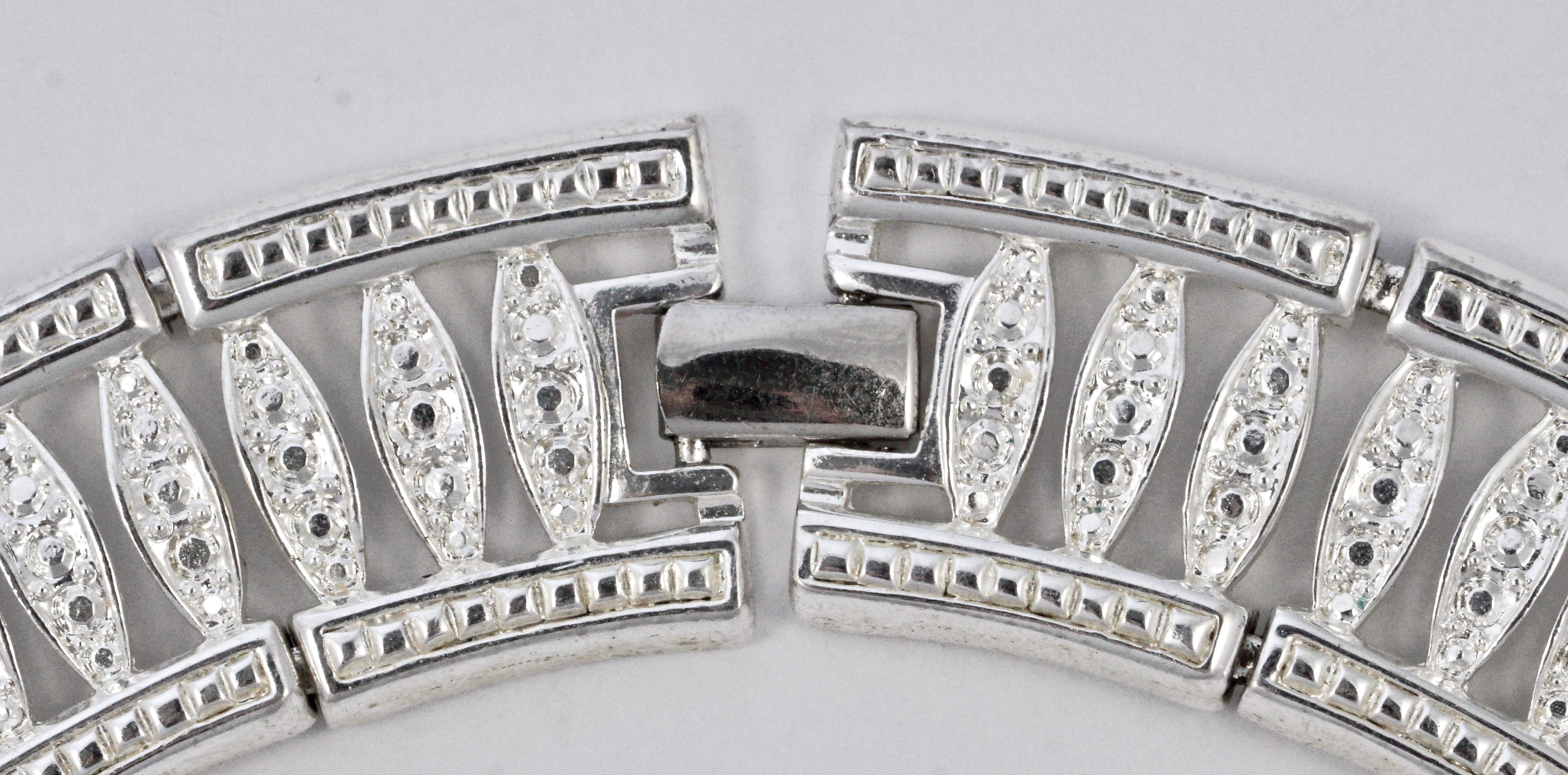 Napier Silber plattiert klar Strass Link Halsband Halskette circa 1980er Jahre im Zustand „Gut“ im Angebot in London, GB