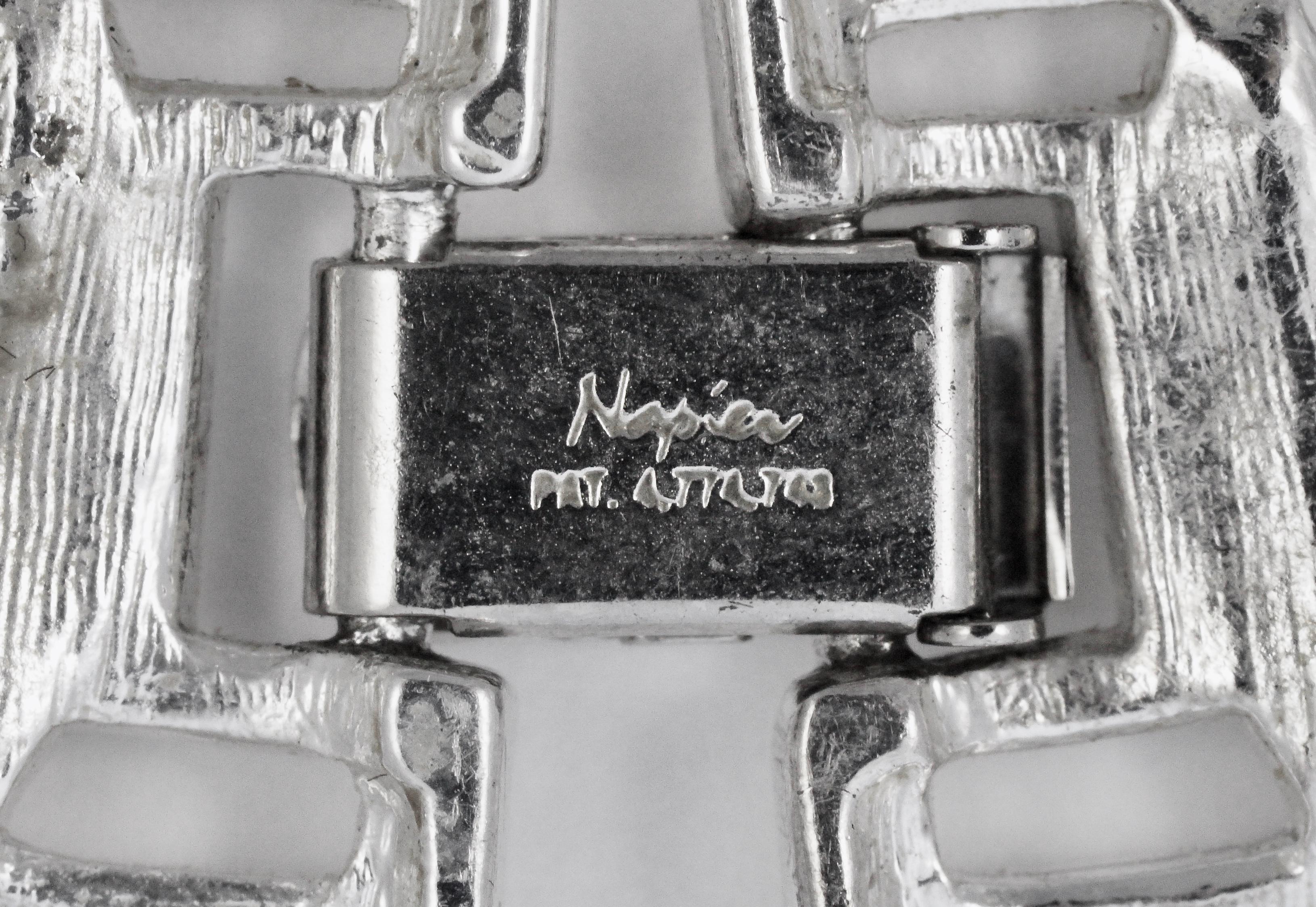 Napier Silber plattiert klar Strass Link Halsband Halskette circa 1980er Jahre im Angebot 3