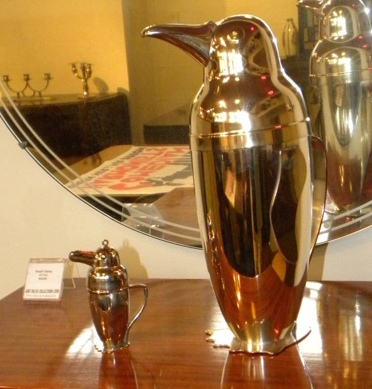 Art Deco Napier Silver Plated Penguin Cocktail Shaker, 1936