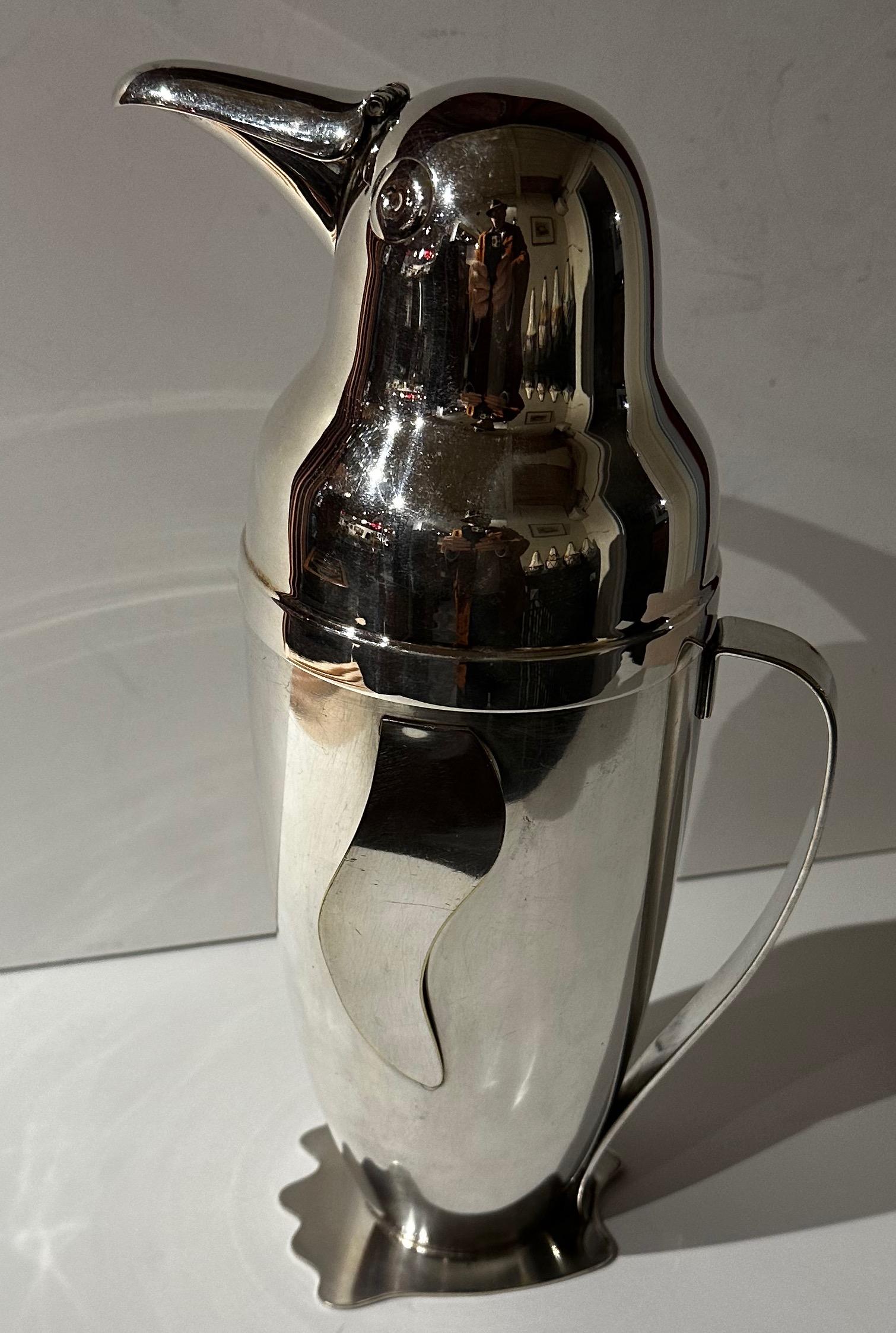 American Napier Silver-Plated Penguin Cocktail Shaker, 1936