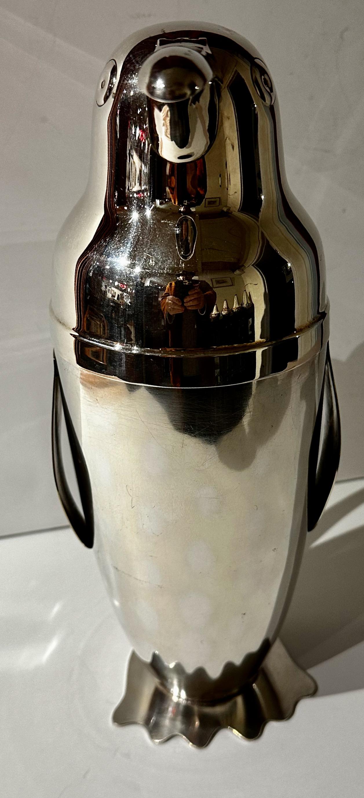 Mid-20th Century Napier Silver-Plated Penguin Cocktail Shaker, 1936