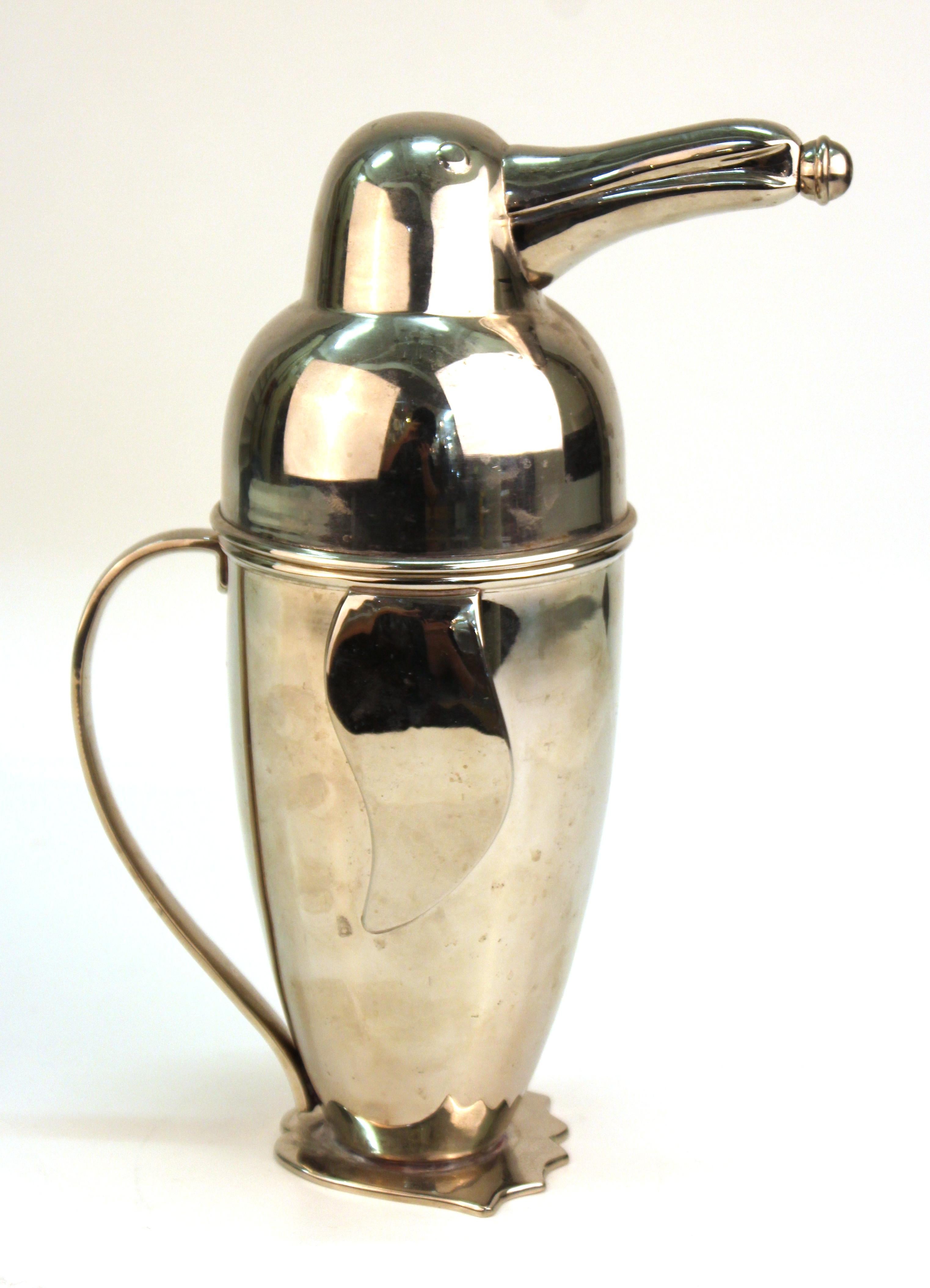Napier Style Penguin Cocktail Shaker in Stainless Steel In Good Condition In Astoria, NY