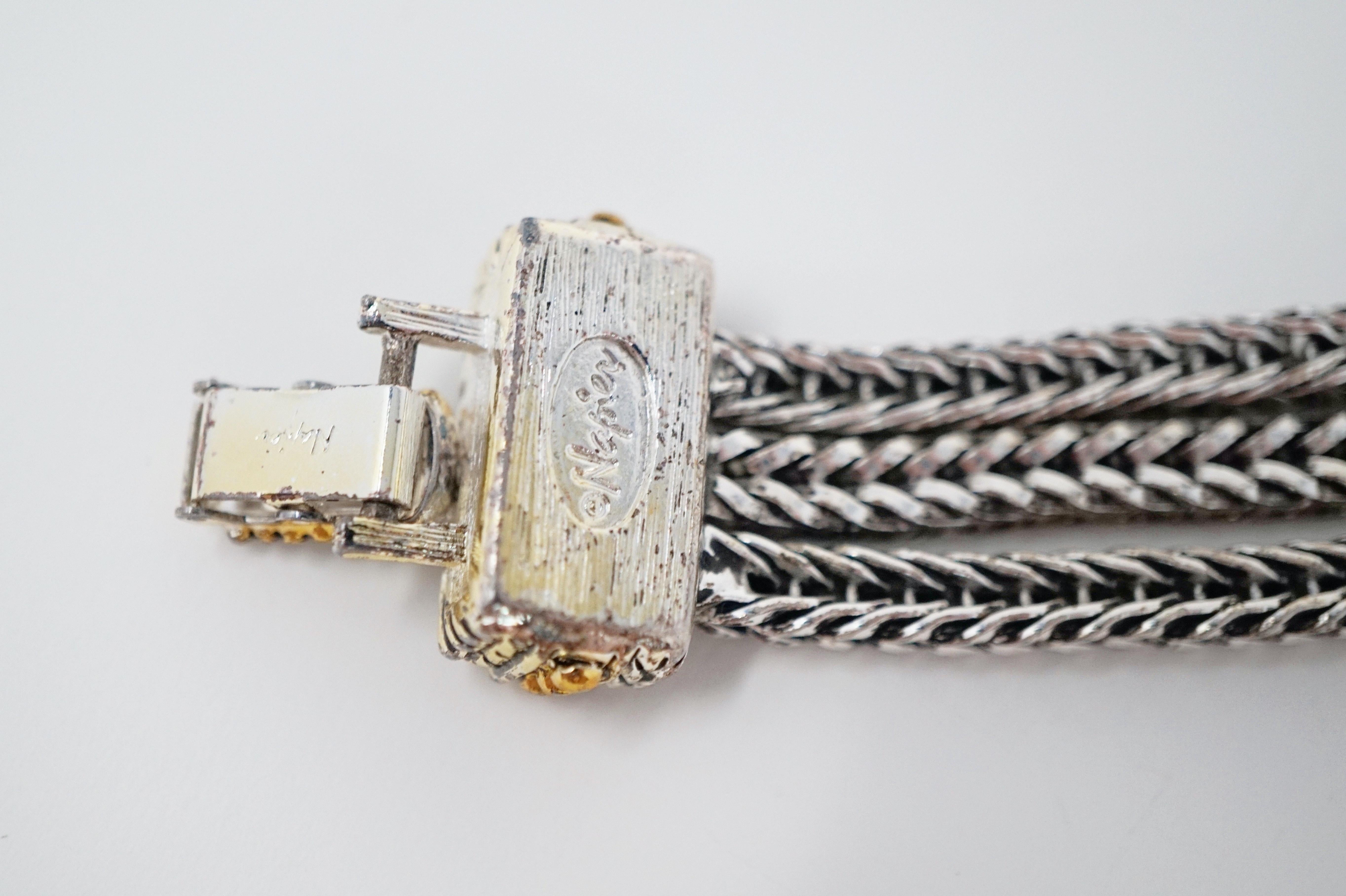 Women's Napier Vintage Chunky Silver Braided Multi Chain Statement Bracelet, Signed