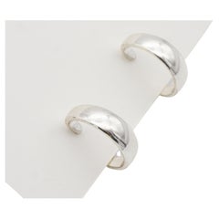 Napier Vintage Iconic Circle Round Hoop Huggie Modernist Silver Clip Earrings