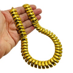 NAPIER vintage signed gold modernist designer runway necklace