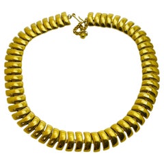 NAPIER Retro signed gold modernist designer runway necklace