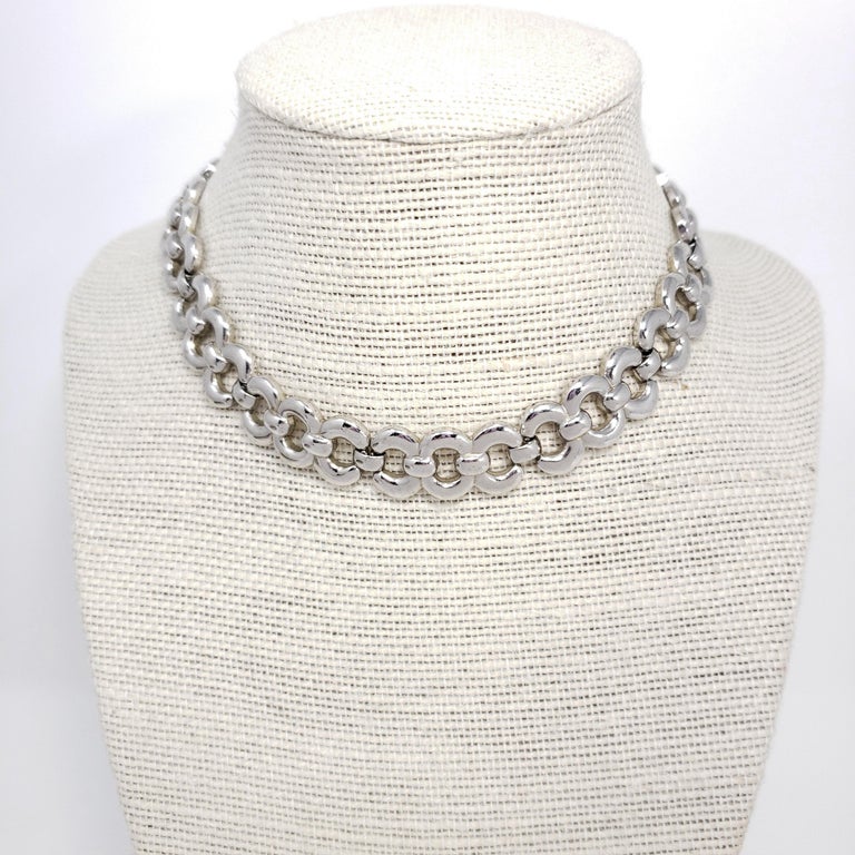 Napier Vintage Silver Chunky Link Necklace For Sale at 1stDibs